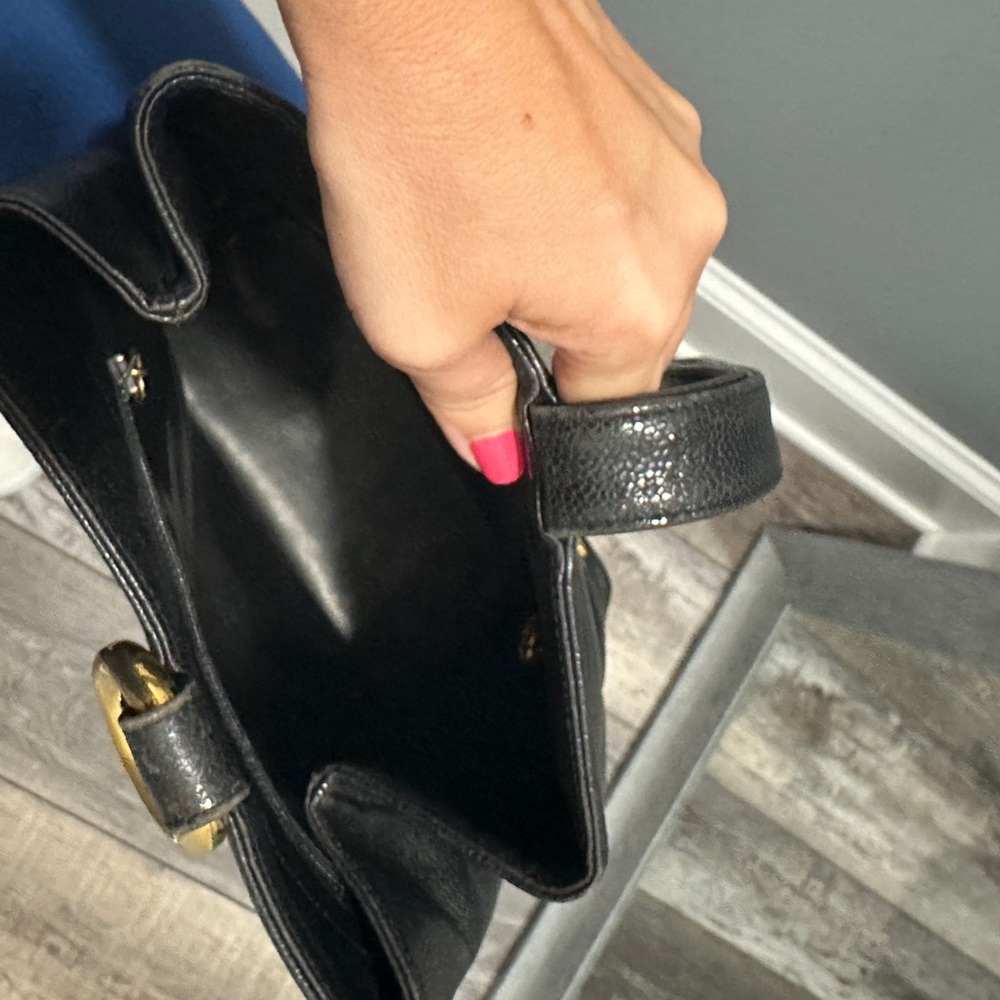 CHANEL Black Leather Bucket Bag with Gold Accents - Picture 6 of 8